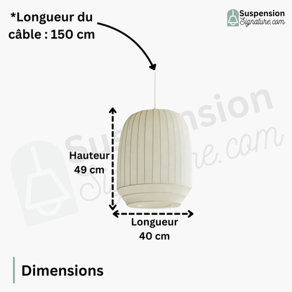 Suspension tissu globe allongé rainuré scandinave