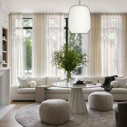 Suspension tissu globe allongé rainuré scandinave