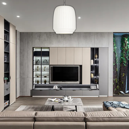 Suspension tissu globe allongé rainuré scandinave