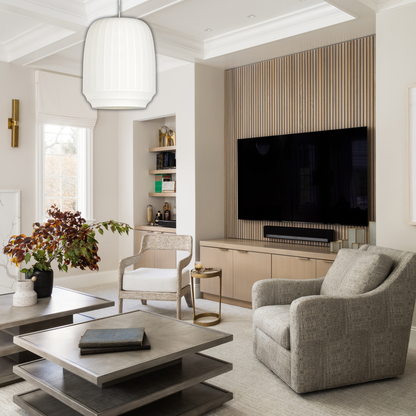 Suspension tissu globe allongé rainuré scandinave