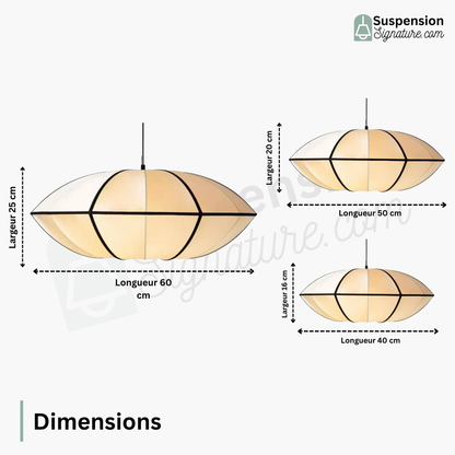 Suspension tissu globe plat design vintage