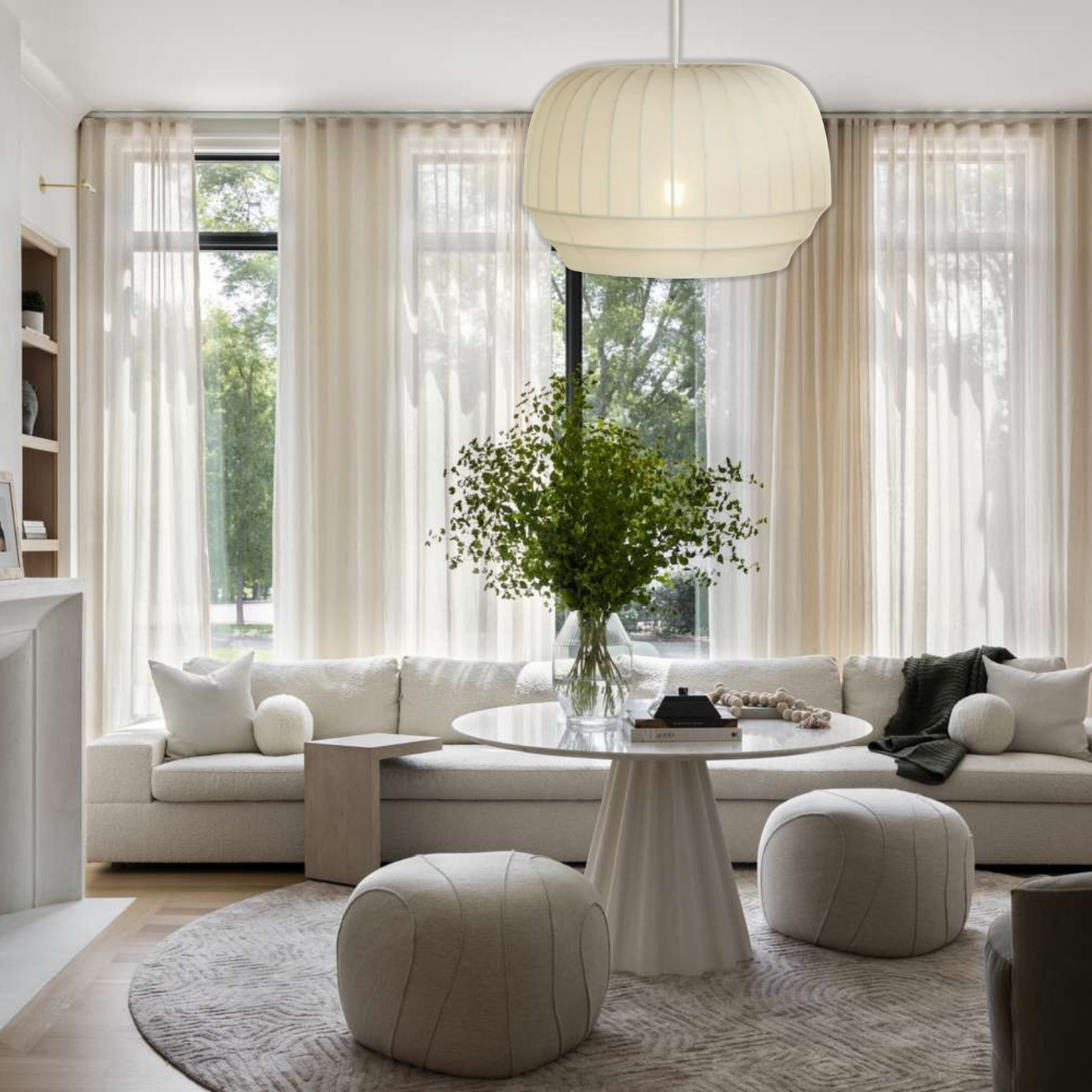 Suspension tissu globe rainuré scandinave