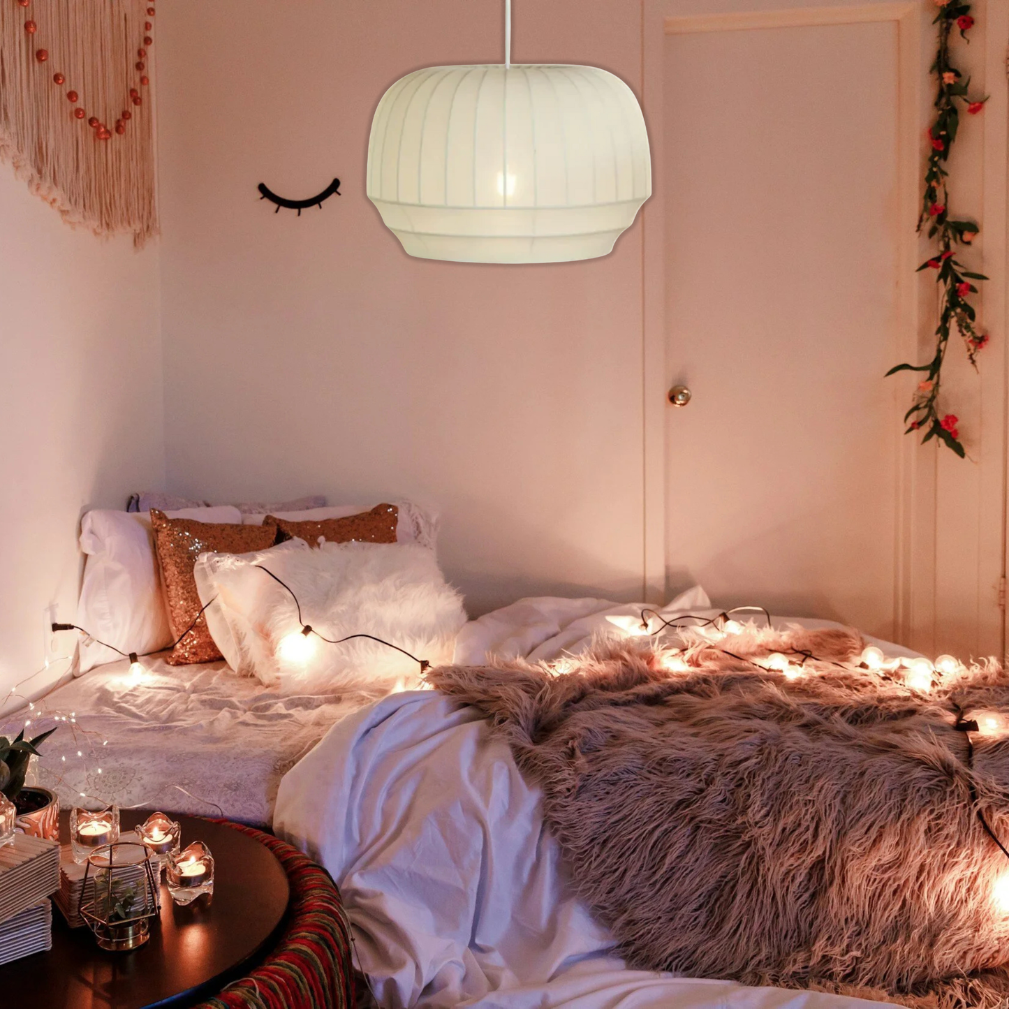 Suspension tissu globe rainuré scandinave