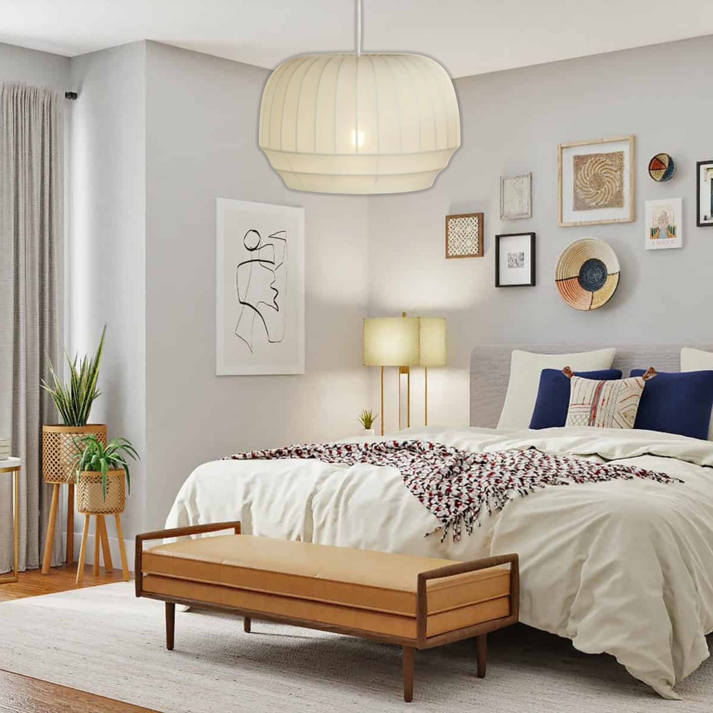 Suspension tissu globe rainuré scandinave