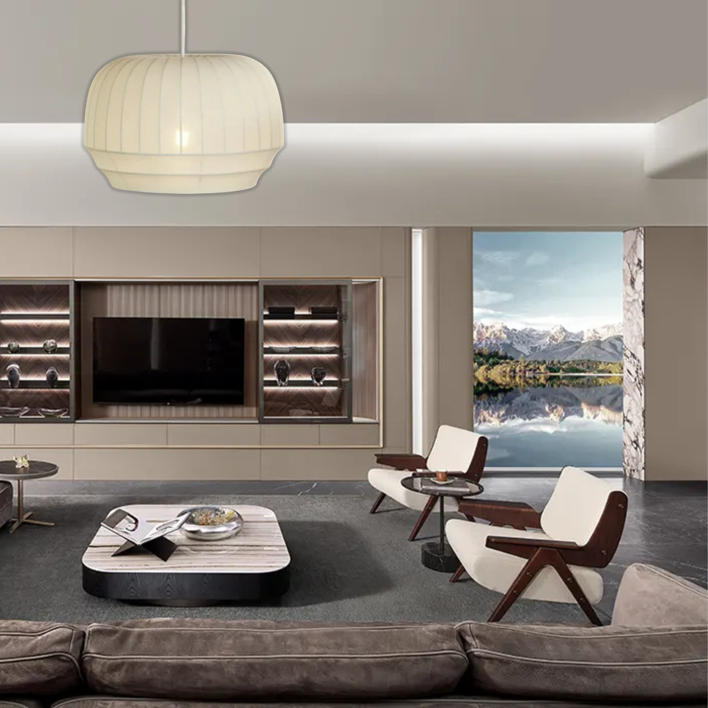 Suspension tissu globe rainuré scandinave