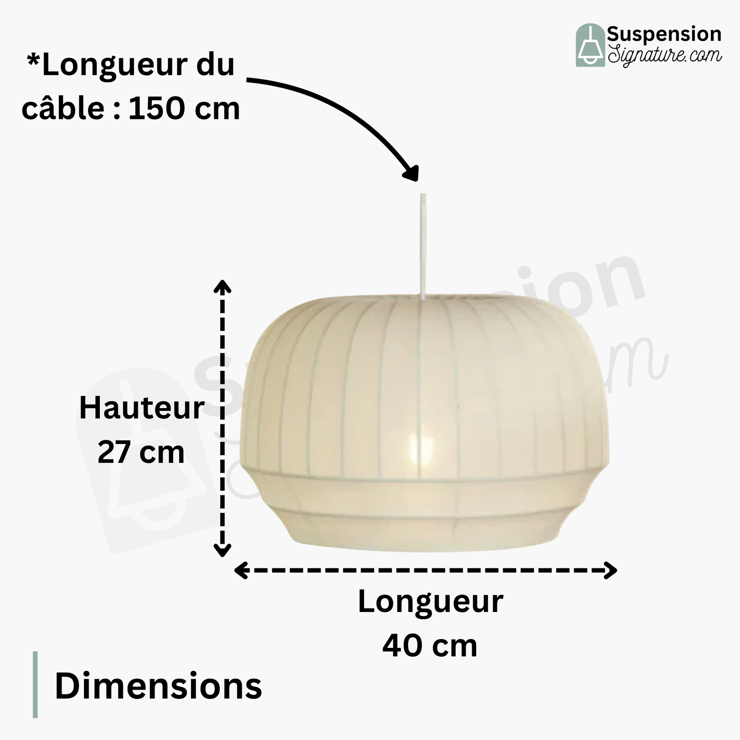 Suspension tissu globe rainuré scandinave