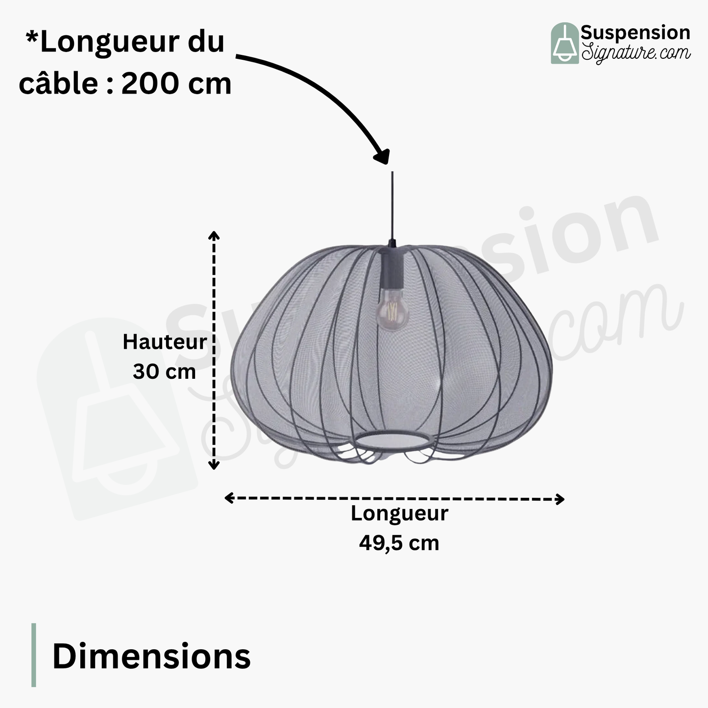 Suspension tissu tulle léger design vintage