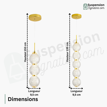 Suspension transparente dorée guirlande boule art déco