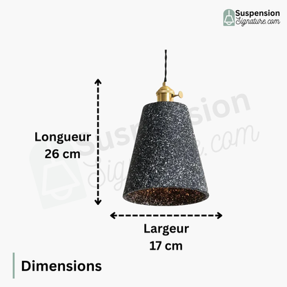 Suspension évasée allongée terrazzo design industriel