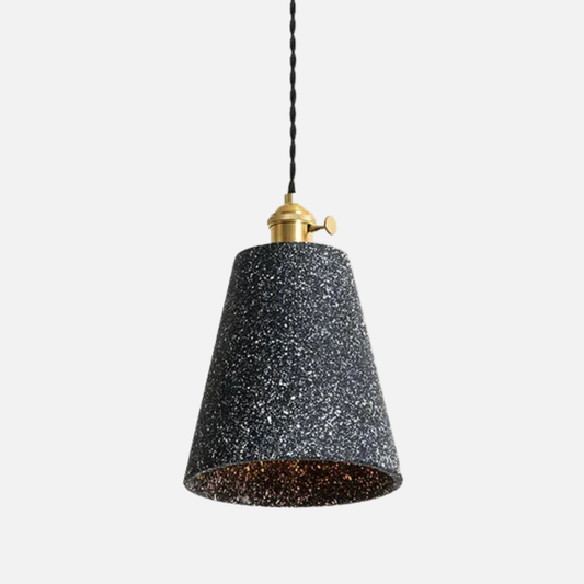 Suspension évasée allongée terrazzo design industriel