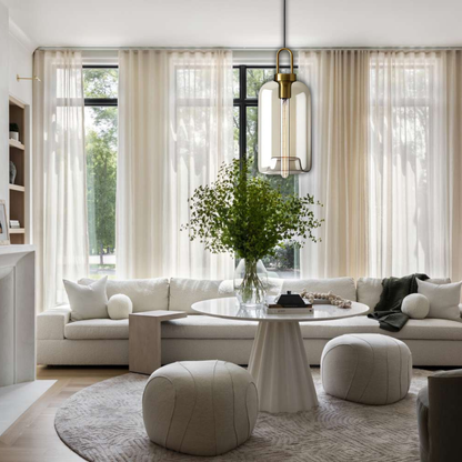 Suspension verre fumé allongée vintage