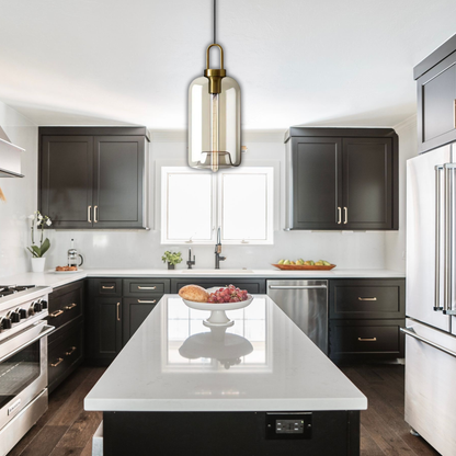 Suspension verre fumé allongée vintage