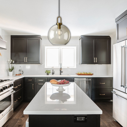 Suspension verre fumé globe vintage