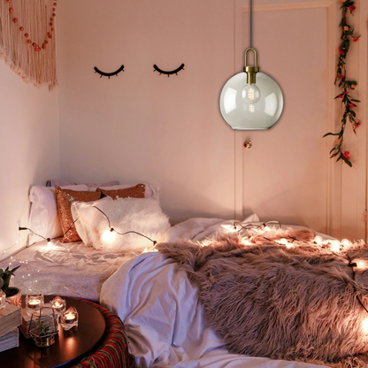 Suspension verre fumé globe vintage