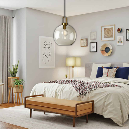 Suspension verre fumé globe vintage