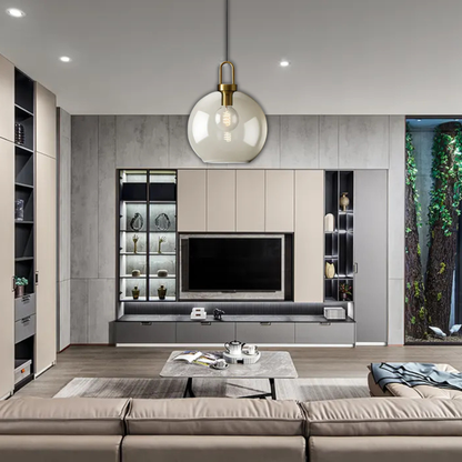 Suspension verre fumé globe vintage