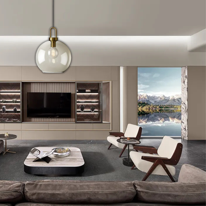 Suspension verre fumé globe vintage