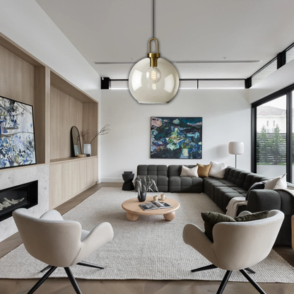 Suspension verre fumé globe vintage