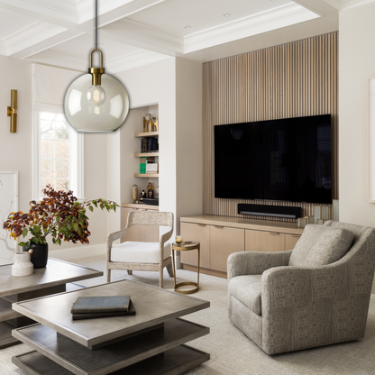 Suspension verre fumé globe vintage