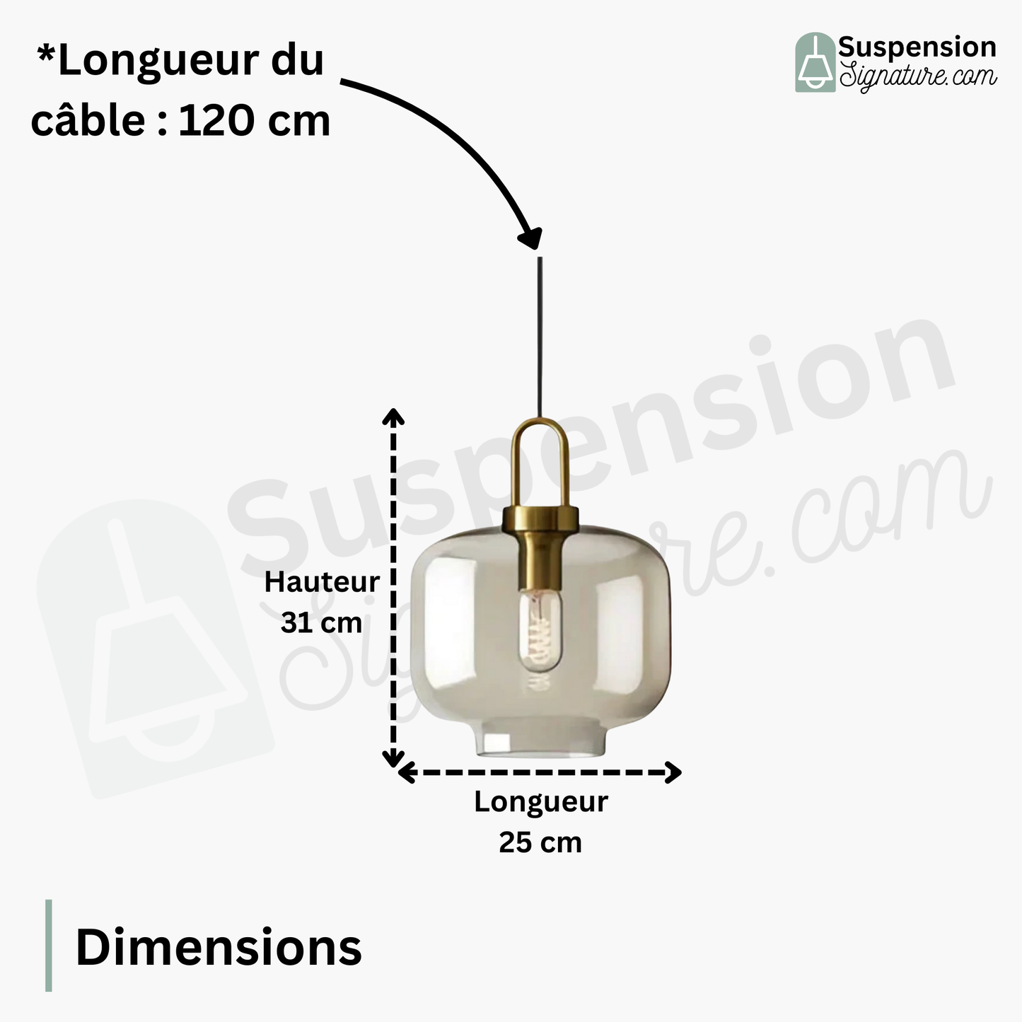 Suspension verre fumé lanterne vintage