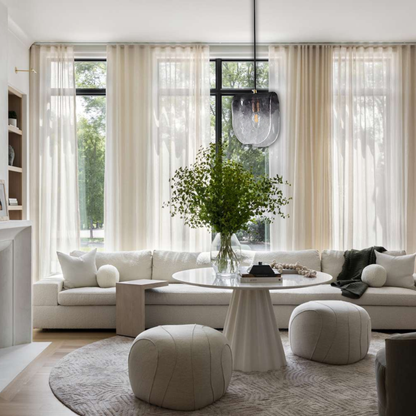 Suspension verre givré gris plié moderne