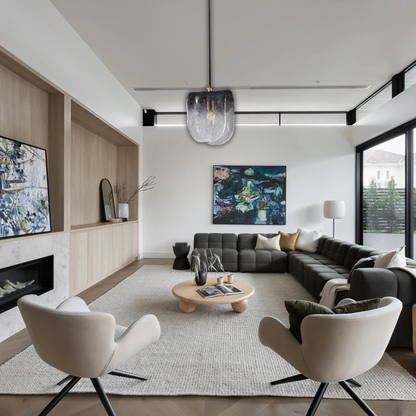 Suspension verre givré gris plié moderne