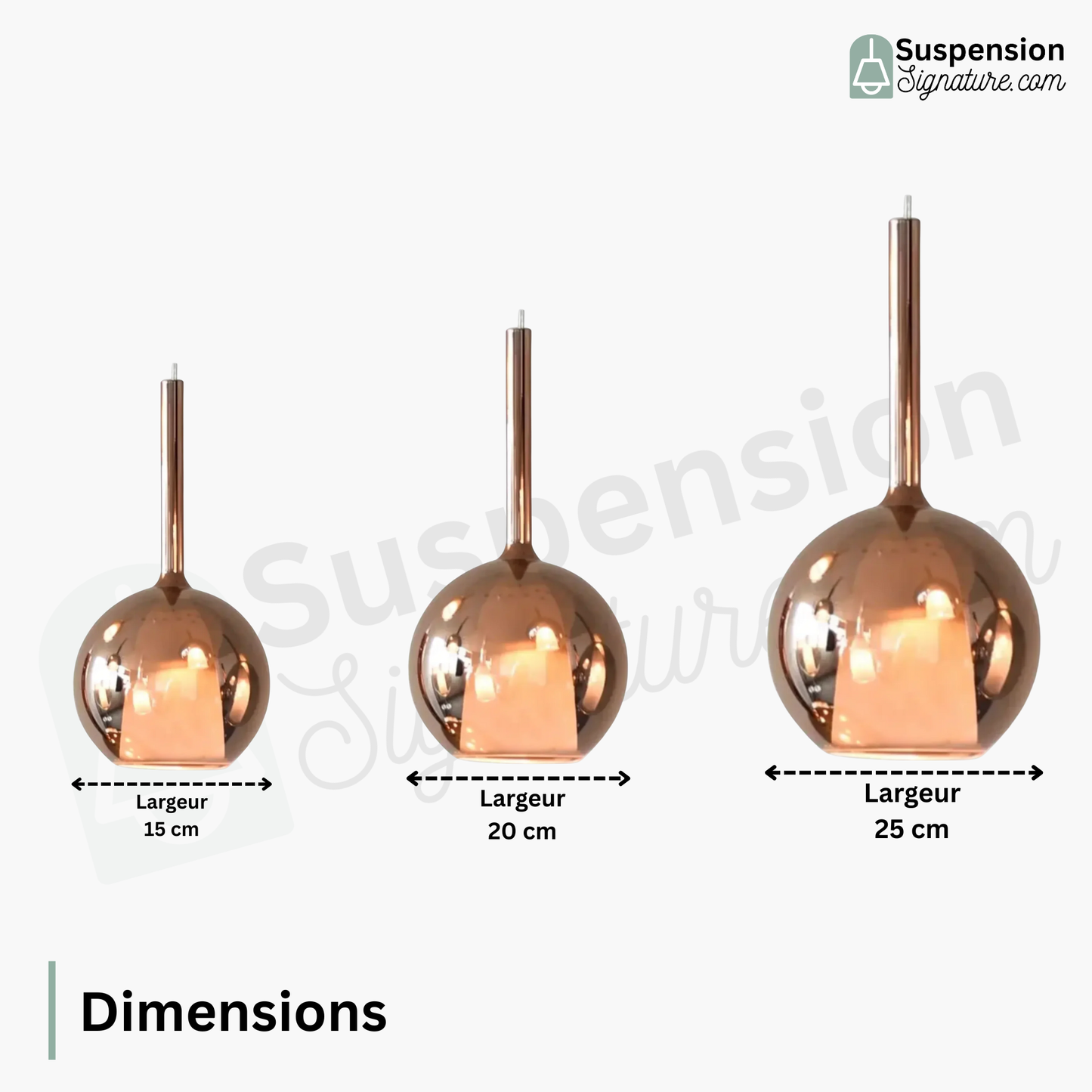 Suspension verre globe fumé cloche blanche design moderne