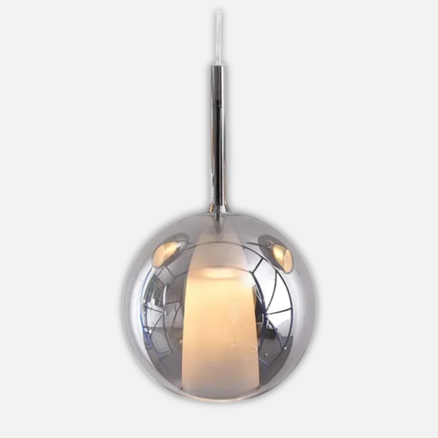 Suspension verre globe fumé cloche blanche design moderne