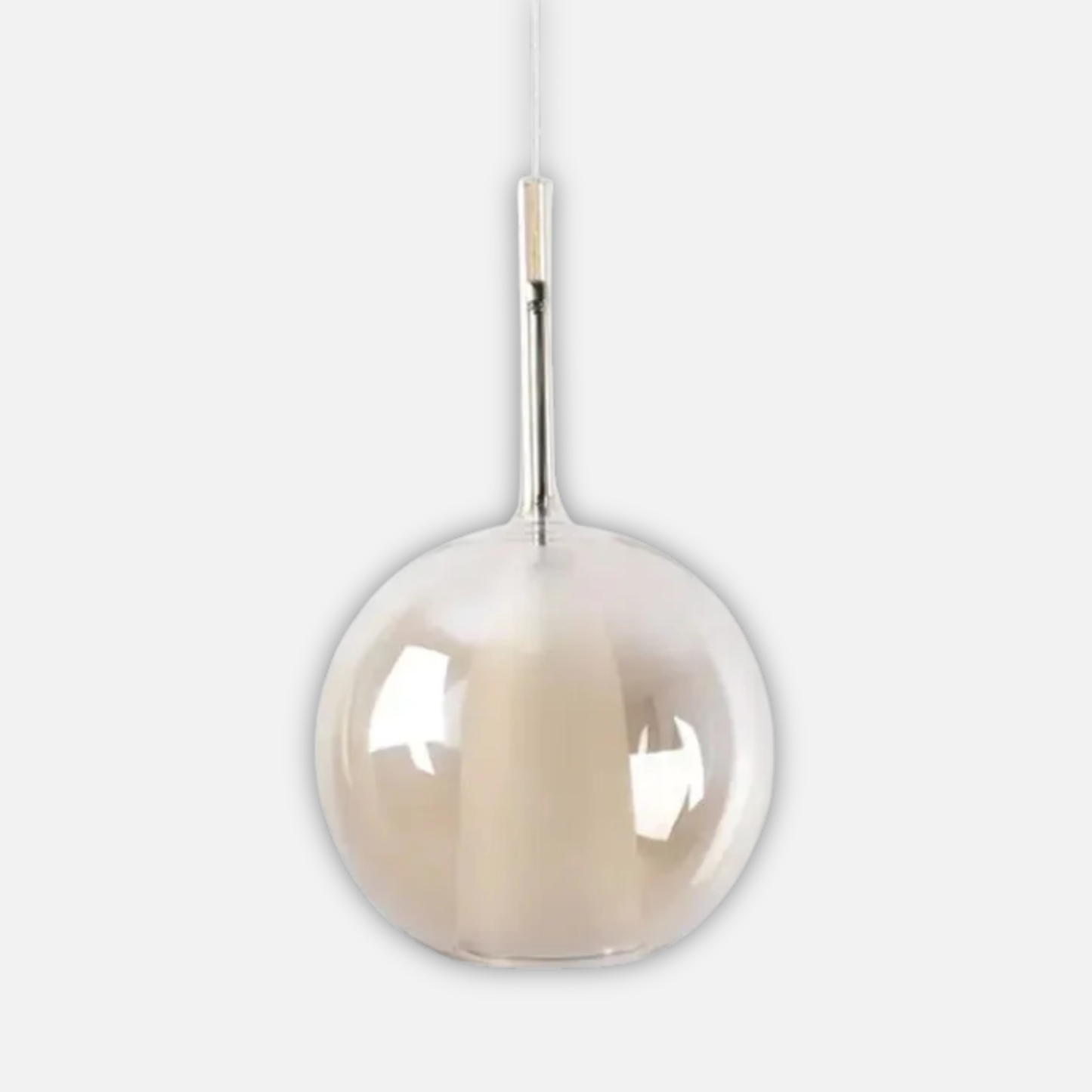 Suspension verre globe fumé cloche blanche design moderne