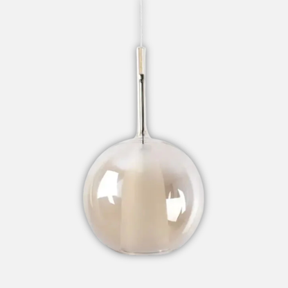 Suspension verre globe fumé cloche blanche design moderne