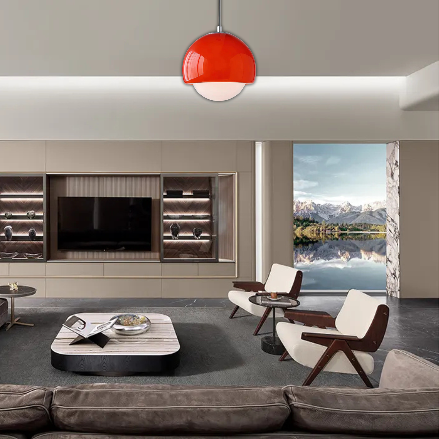 Suspension vintage globe verre fumé