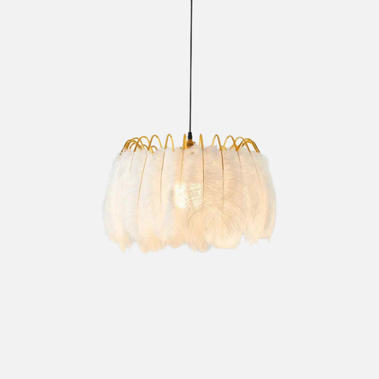 Suspension vintage plumes pendantes blanches