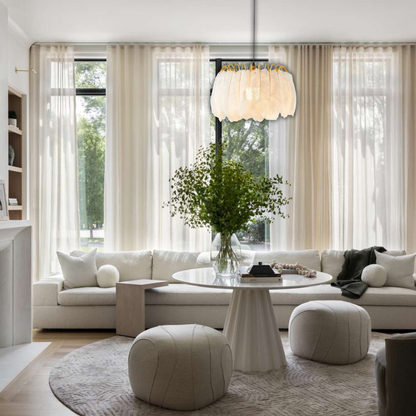 Suspension vintage plumes pendantes blanches