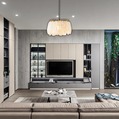 Suspension vintage plumes pendantes blanches