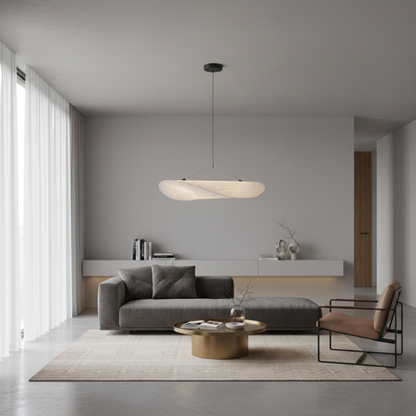 Suspension moderne vague en tissu blanc