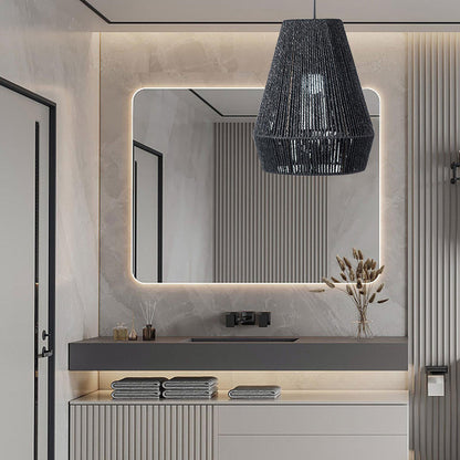 Suspension rotin design géométrique allongé scandinave