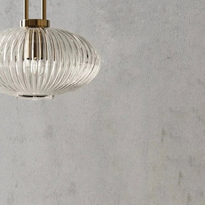 Suspension art déco en verre cannelé design ovale