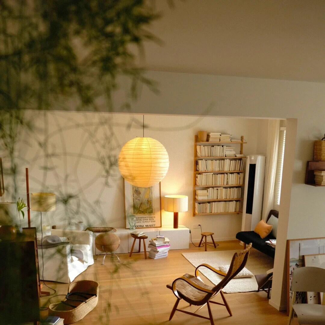 Suspension japonaise Noguchi en papier blanc globe de style moderne