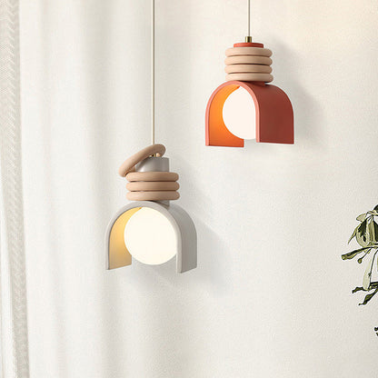 Suspension scandinave terre cuite arc anneaux