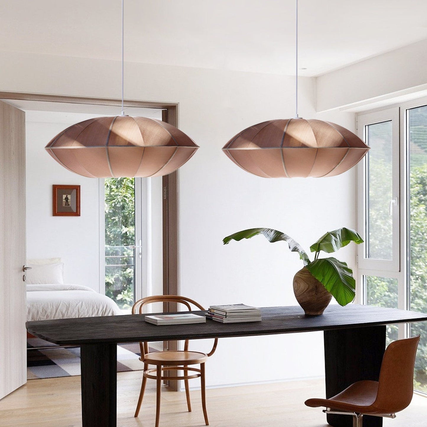 Suspension tissu globe plat design vintage