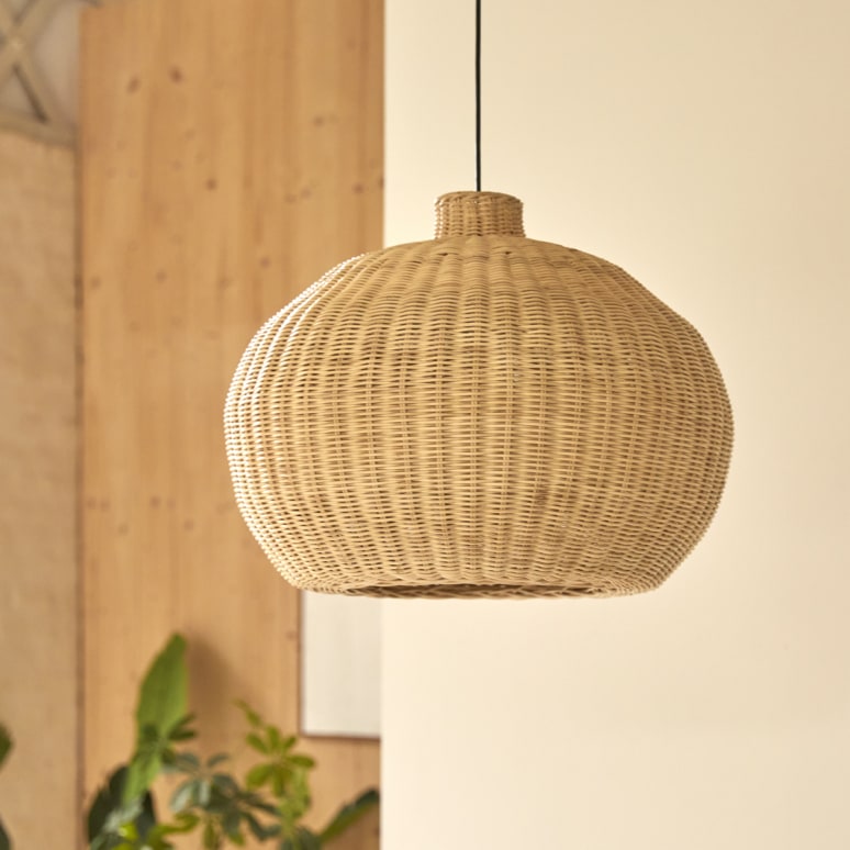 Suspension rotin boule design vintage