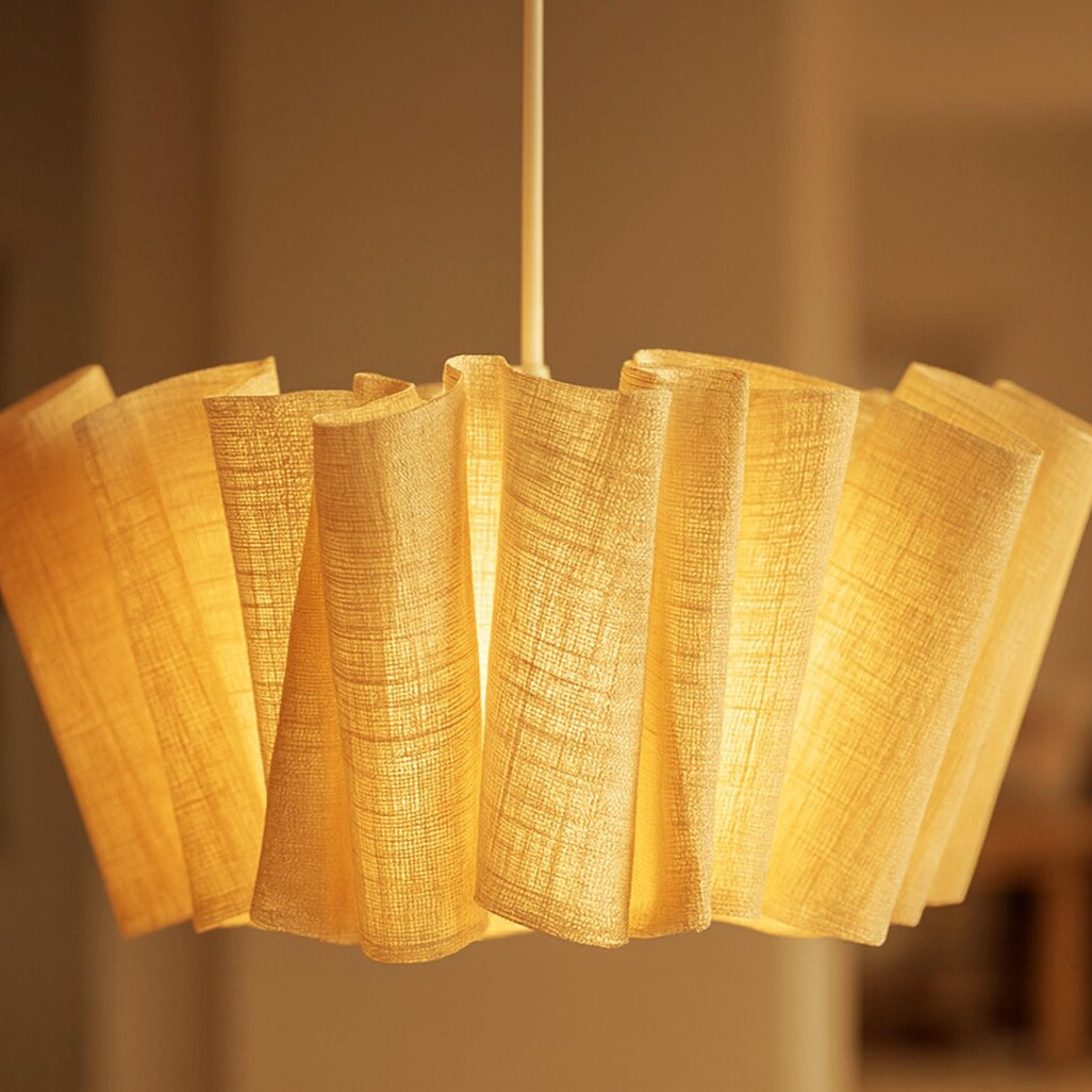 Suspension pliage tissu lin design bohème