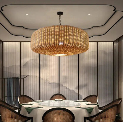 Suspension rotin tressé ovale moderne