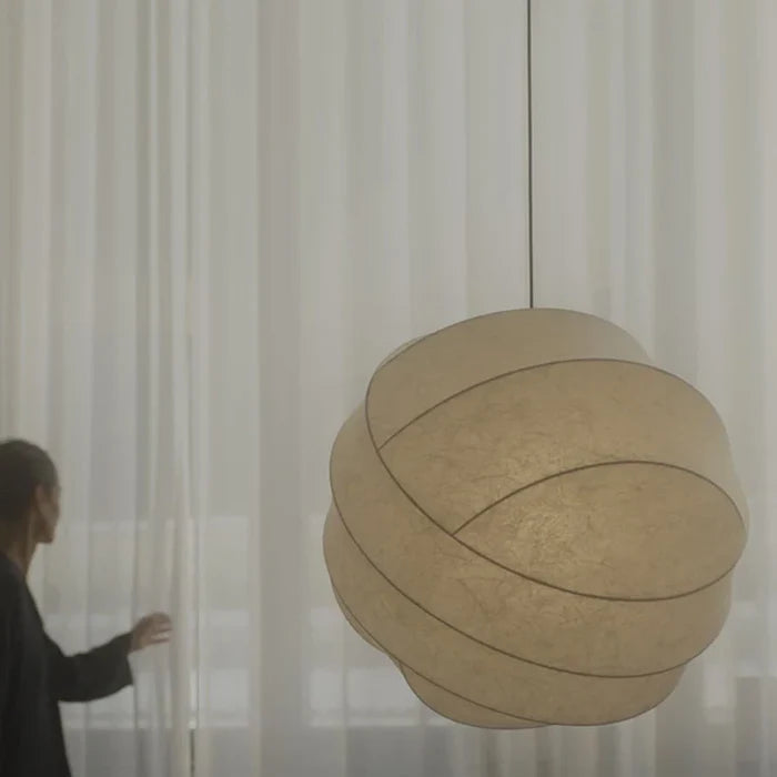 Suspension sphérique en tissu soie design vintage