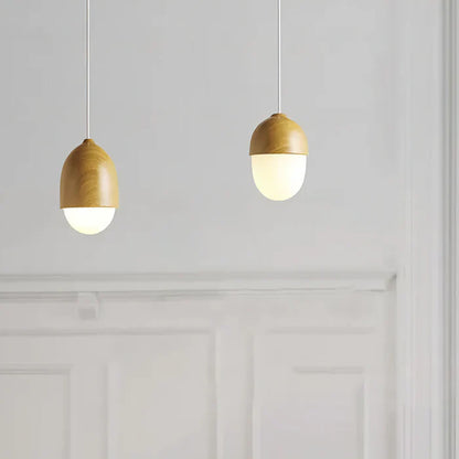 Suspension bois globe allongé design scandinave