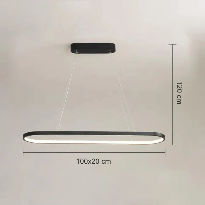 Suspension métal anneau ovale design moderne