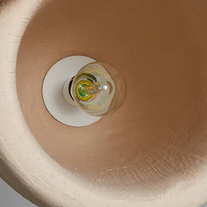 Suspension cloche allongée effet terre cuite beige bohème
