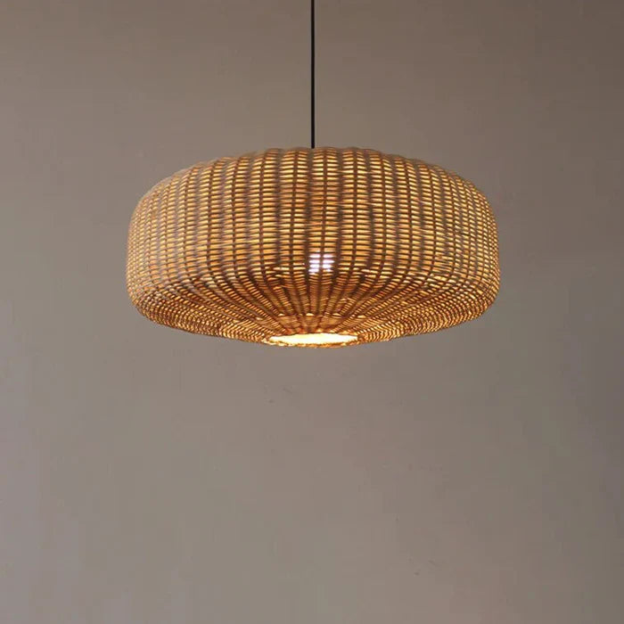 Suspension rotin tressé ovale moderne