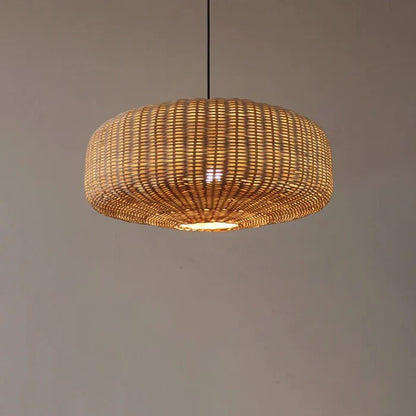 Suspension rotin tressé ovale moderne