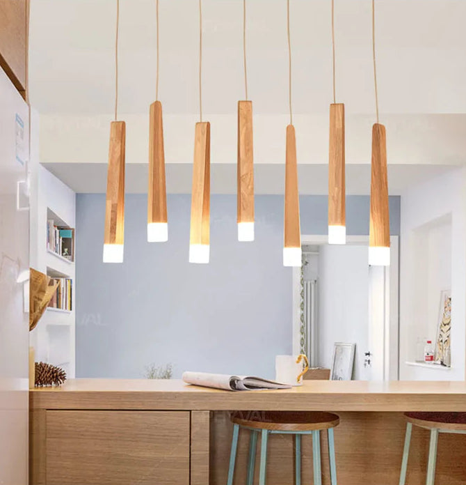 Suspension bois torches multiples design scandinave